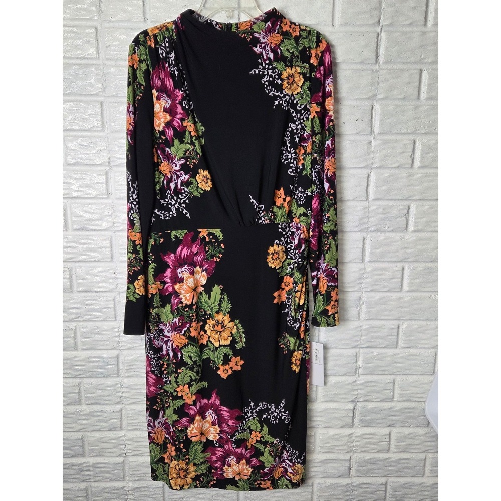 London Times T6460M Floral Bodycon Dress Women's size 16 NWT long sleeve